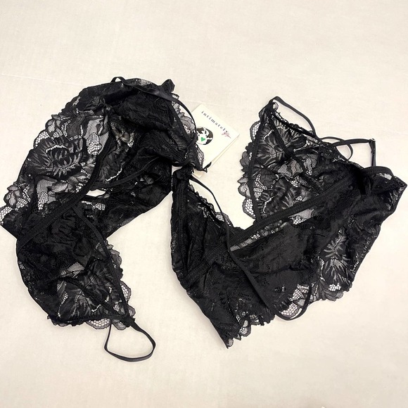 Free People Black Combo Everyday Lace Longline Bralette 2-Pack NWT Size XS - Picture 11 of 12